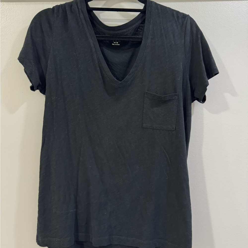 Madewell Charcoal V-Neck Short Sleeve Tee